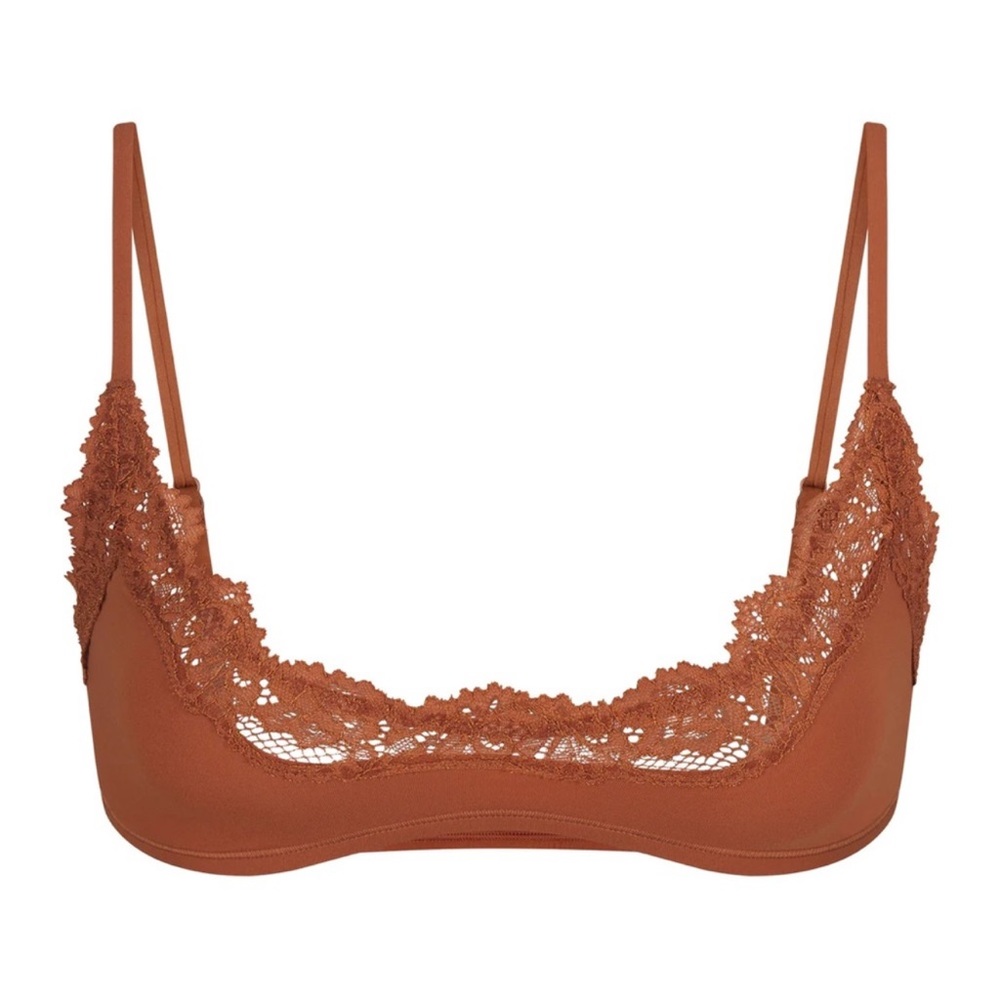 skims fits everybody corded lace scoop brallette in bronze